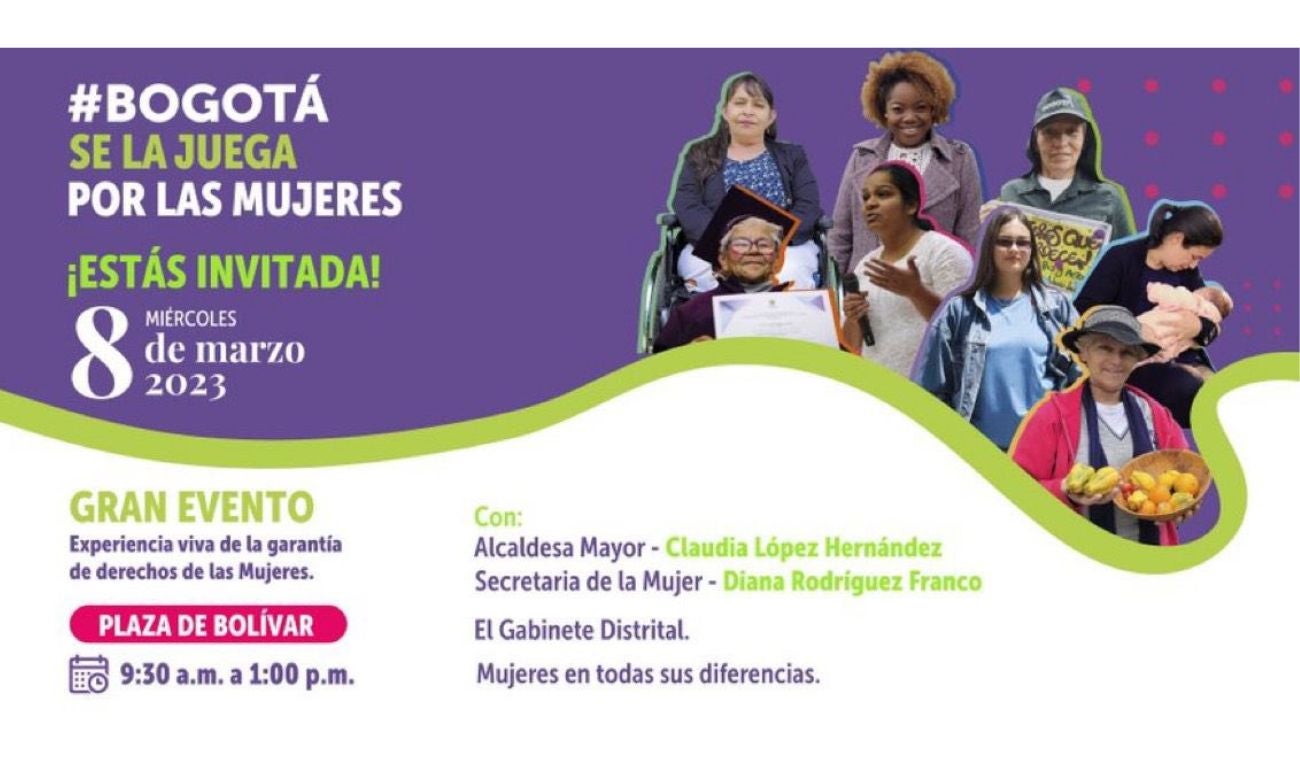 Día de la mujer, invitación a Plaza de Bolívar