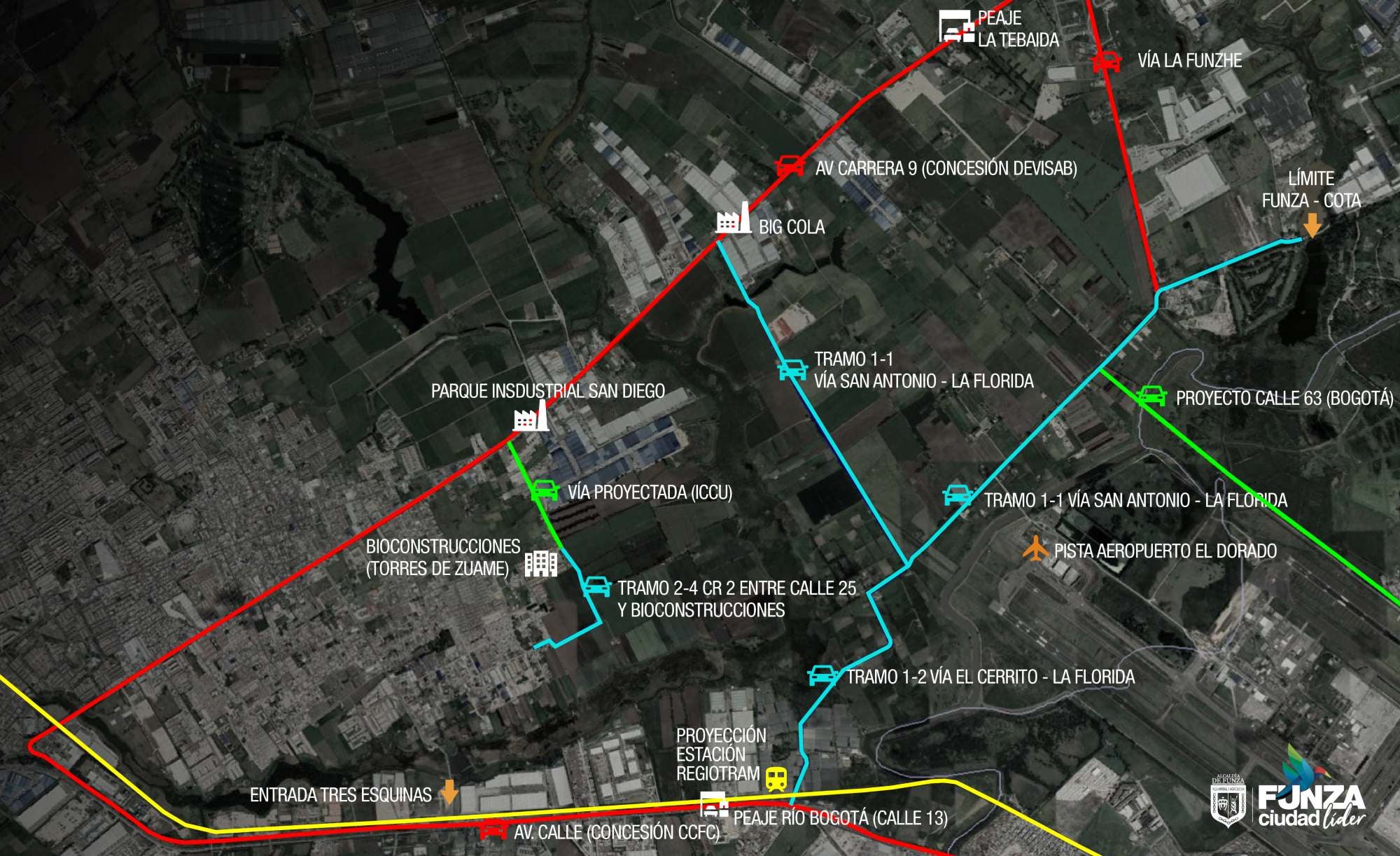 Mapa vía perimetral Funza