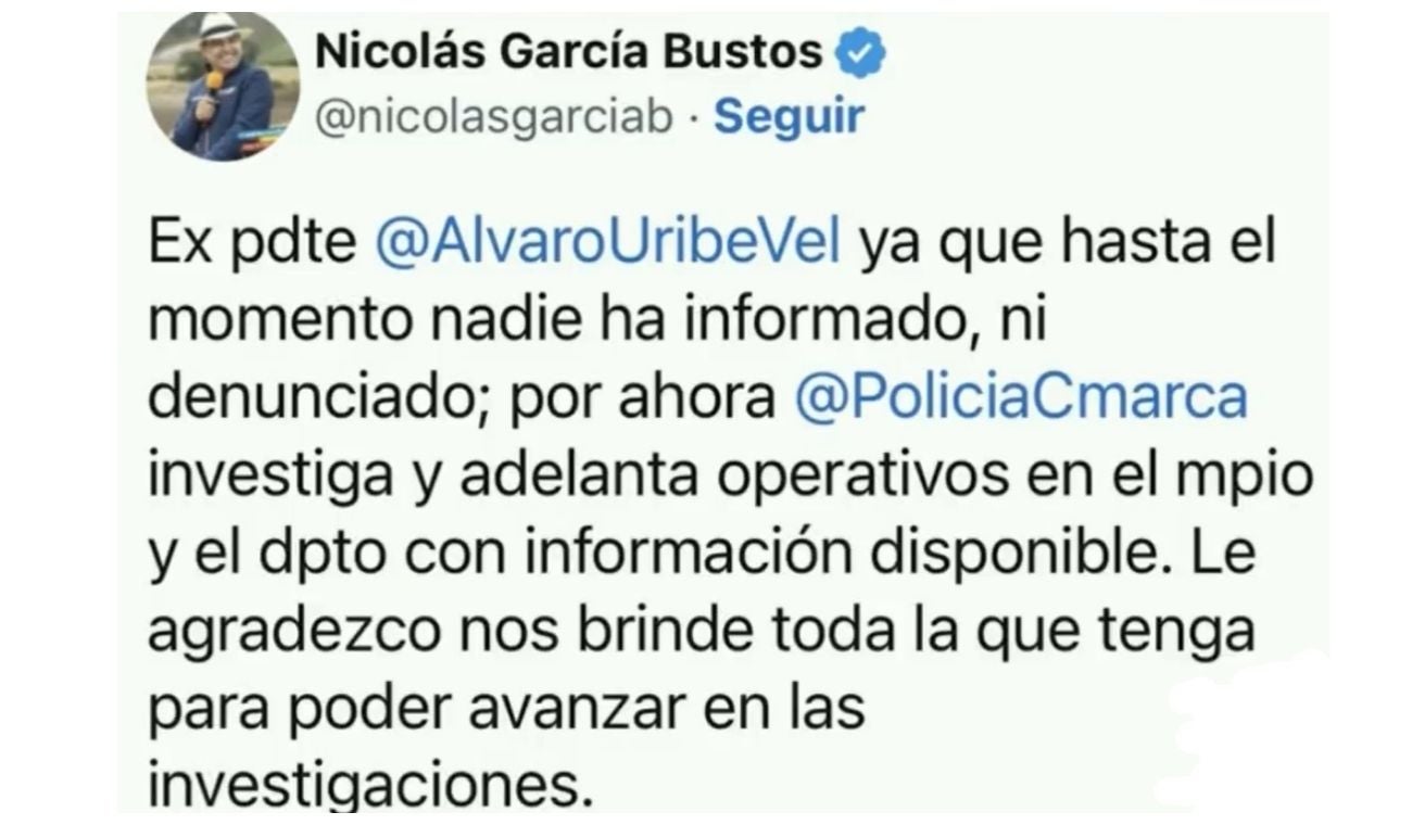 Gobernador de Cundinamarca antes supuesto robo por parte del ELN