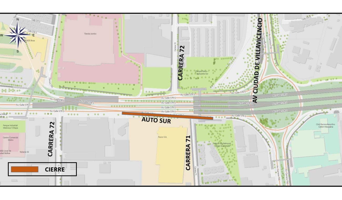 Cierres de carriles en la Autopista Sur