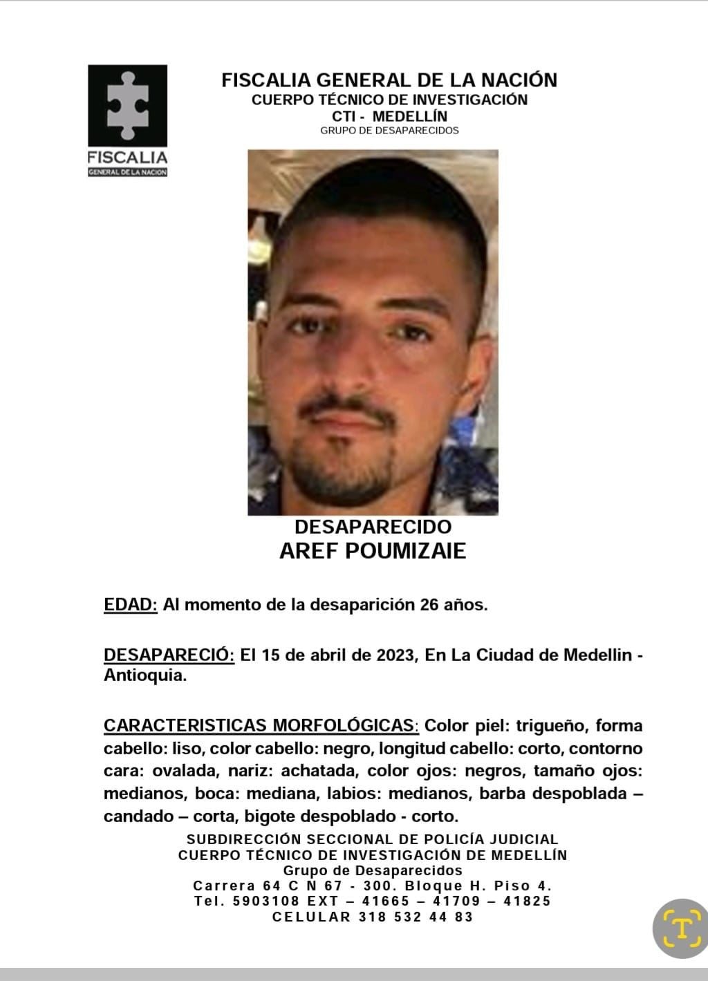 Denuncian extraña desaparición de turista Sueco-Iraní en Medellín