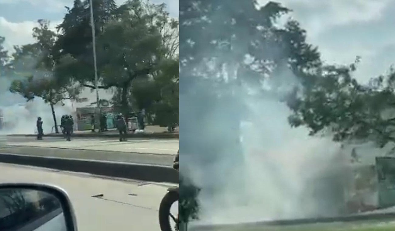 Enfrentamiento entre encapuchados y Esmad