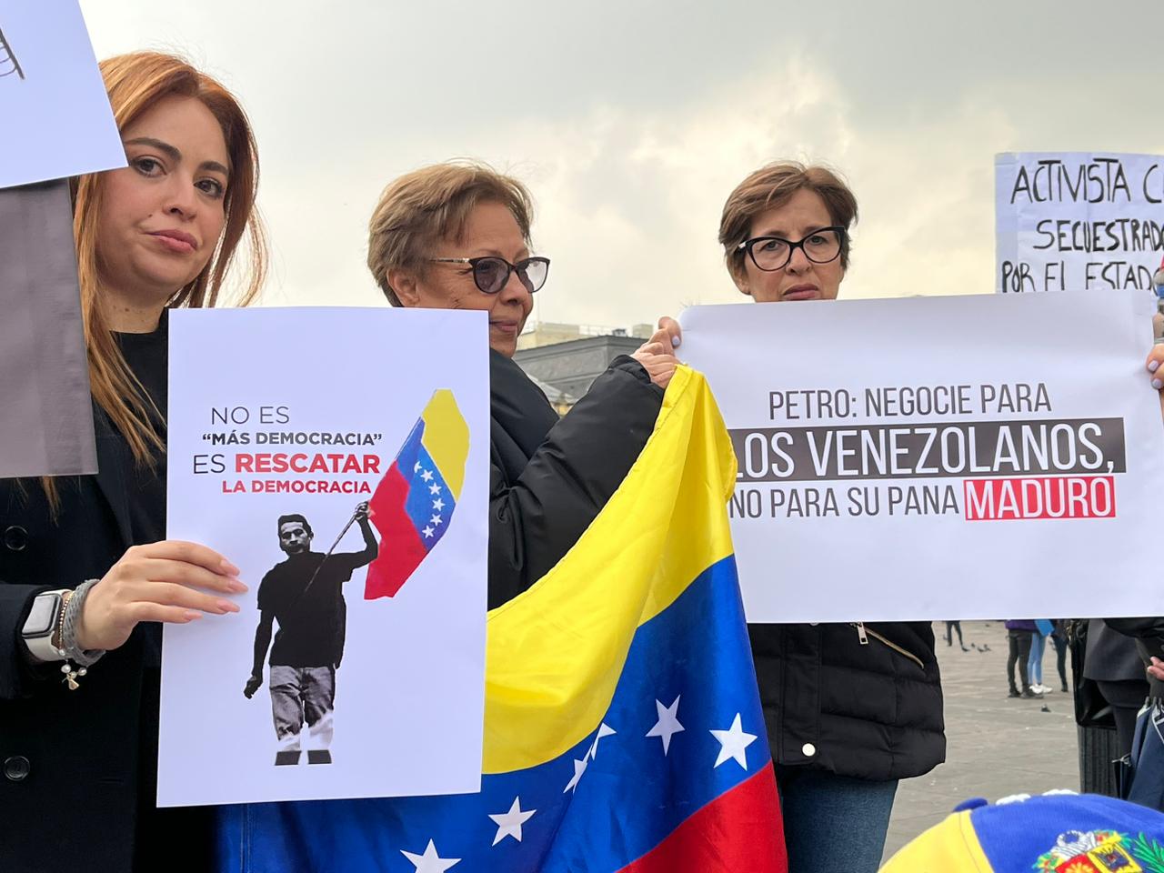 Venezolanos protestando en la Plaza de Bolívar.