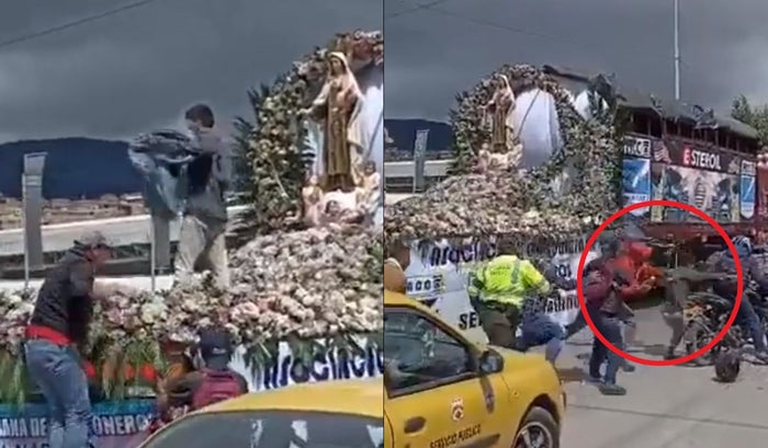 Hombre le arrancó cabeza a estatua de la Virgen del Carmen