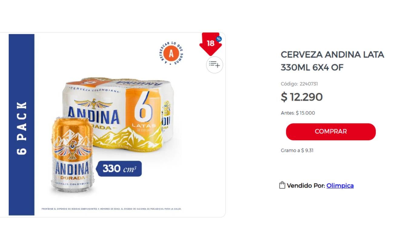 Cerveza barata en Colombia: precio en Olímpica