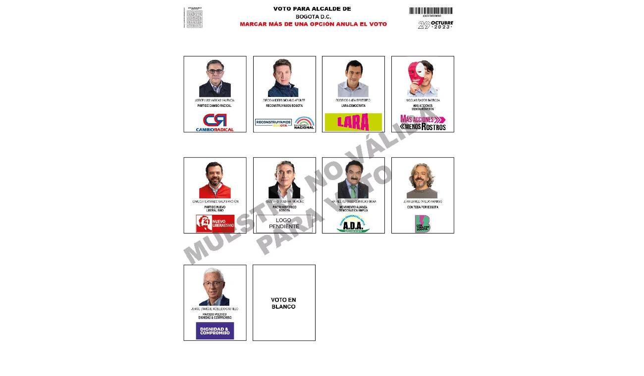 Tarjetón a la Alcaldía de Bogotá 2023