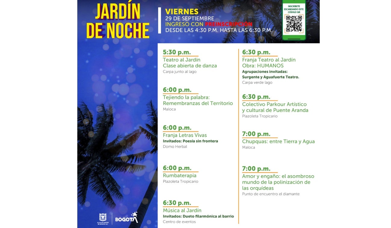 Jardín botánico de noche