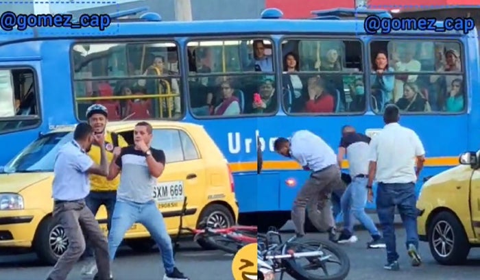 Pelea de taxista con conductor del SITP