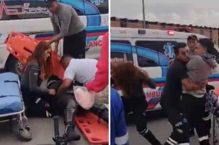 En video quedó registrada la pelea entre dos paramédicos por recoger a paciente en Bogotá