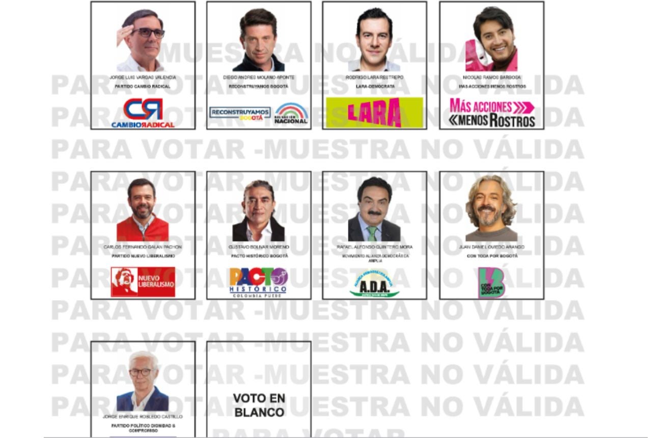 Tarjetón Electoral Alcaldía de Bogotá 2023