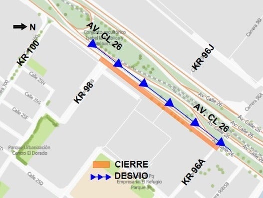 La Secretaría de Movilidad autorizó los cierres viales en la calle 26 a cuenta de las obras de construcción por parte del IDU