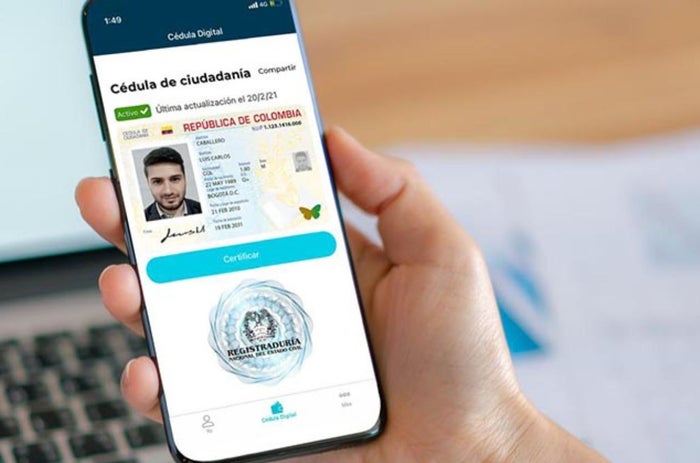 Cédula digital vista desde el celular