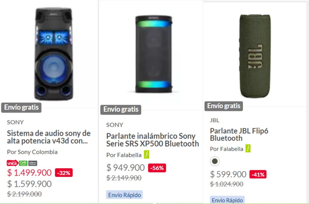 Falabella descuentos: equipos de sonido a mitad de precio