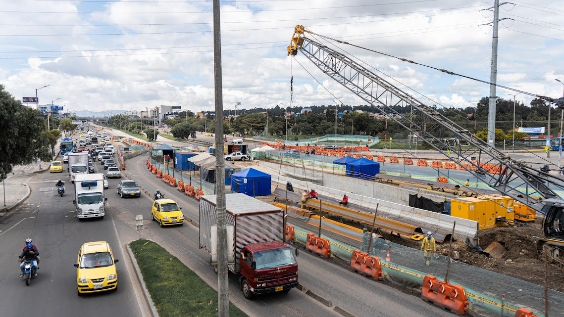 Obras en avenida Carrera 68 de Bogotá