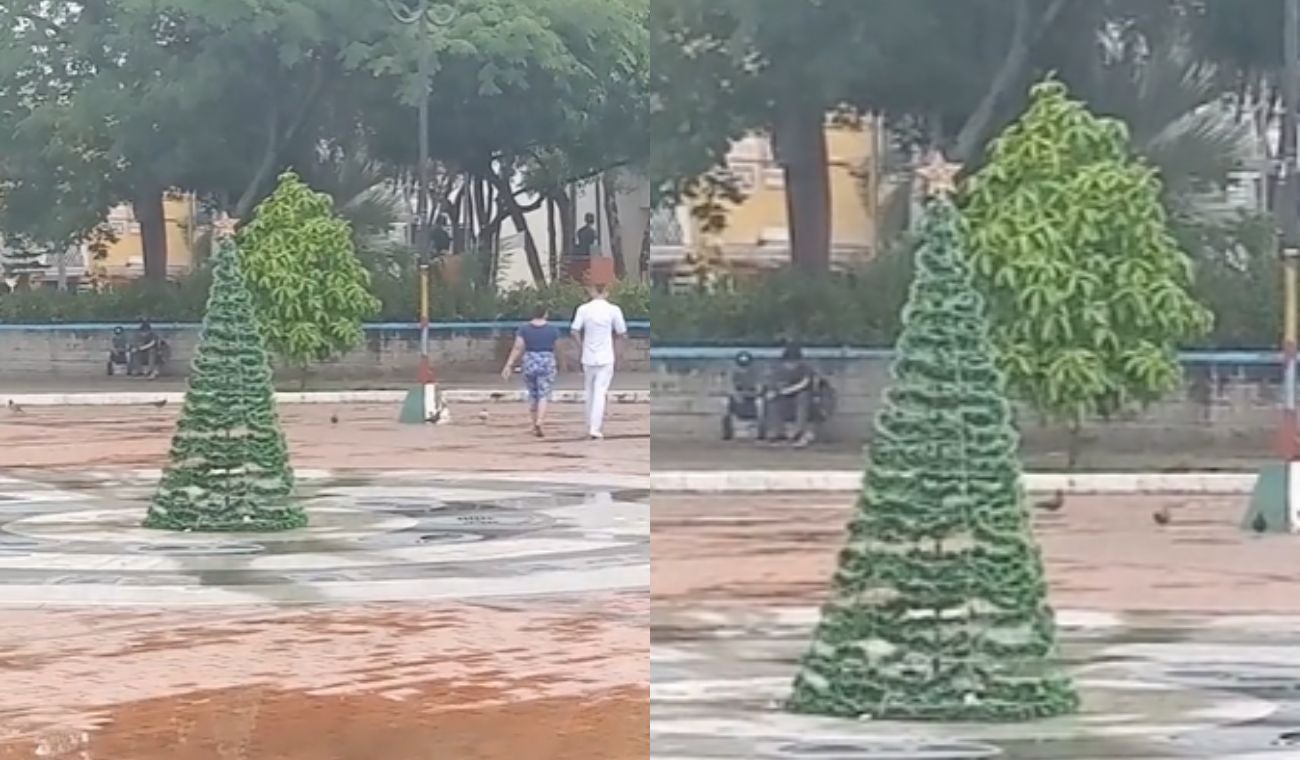 Árbol de navidad en la Plaza de Bolívar en Girardot, Cundinamarca desató burlas