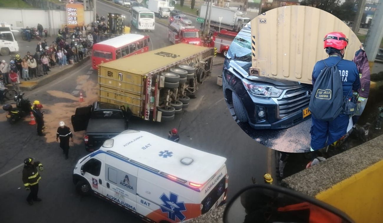Caía de container en la vía Bogotá- Siberia habría sido un aparente exceso de velocidad