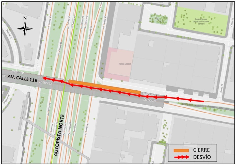Cierre del puente vehicular de la Calle 116 será por tres meses las 24 horas del día
