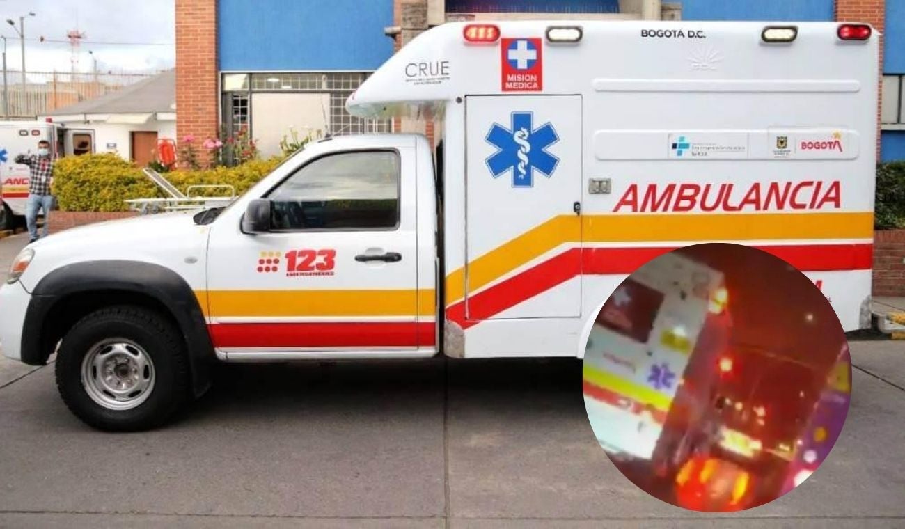 Ciudadano se colgó del espejo de una ambulancia en Bogotá: fue arrastrado