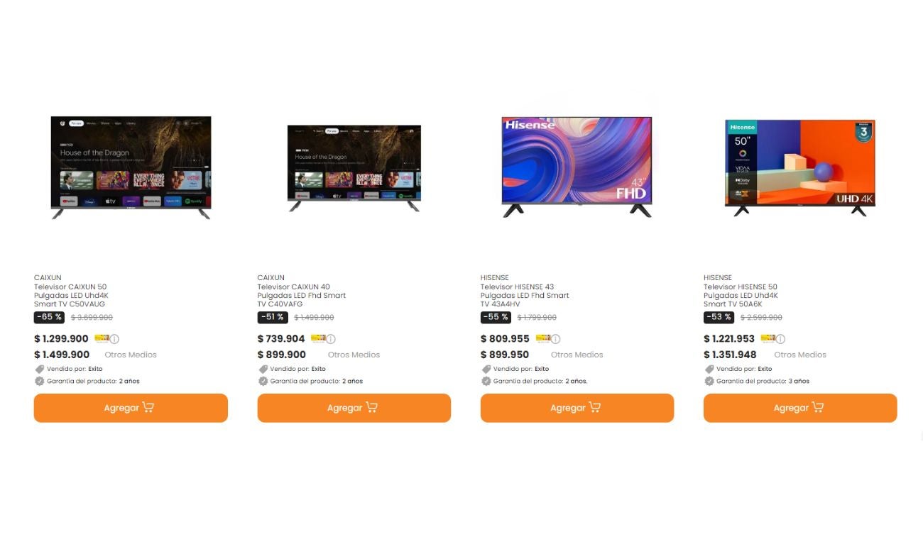 Grupo Éxito lanza descuentos de hasta el 70% en televisores Led