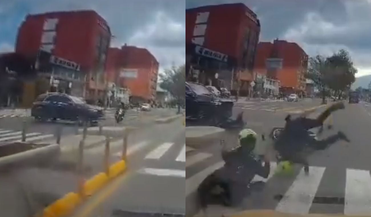 Accidente de tránsito entre camioneta y moto de la Policía