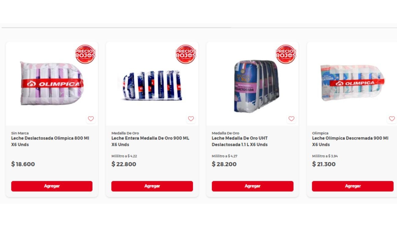 paca de leche x6 unidades