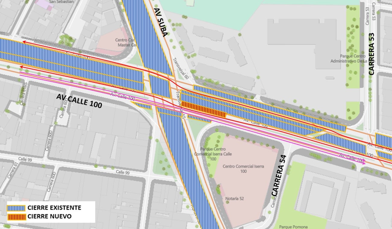 Mapa cierres viales Grupo 8