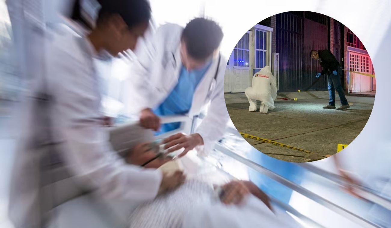 Hombre siendo atendido en el hospital/ lugar del atraco