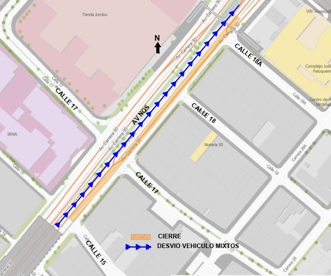 Mapa 1 de obras sobre Av. NQS