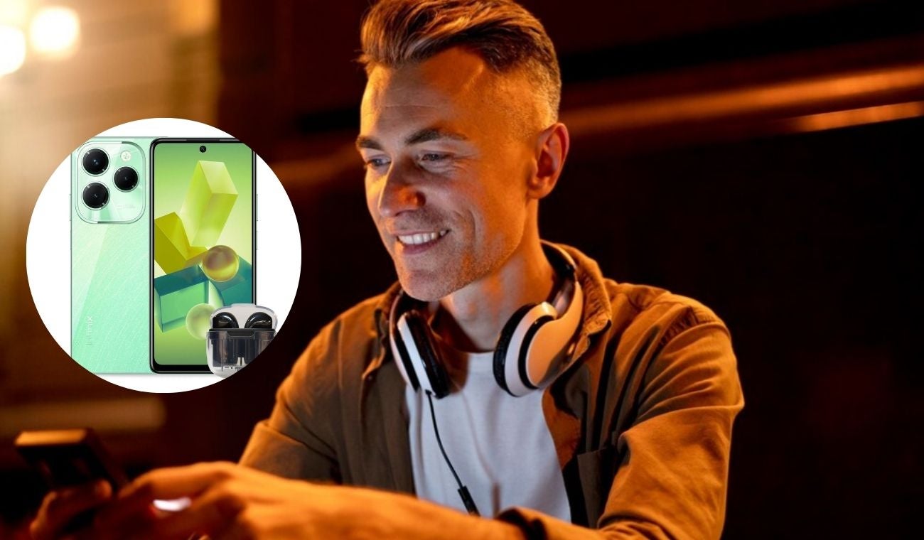 Hombre jugando en el celular Infinix Hot40 Pro