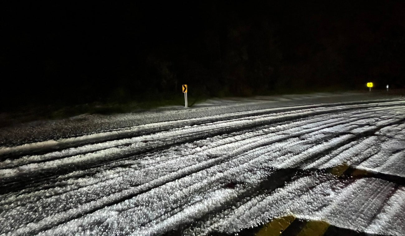 Granizada en vía La Calera