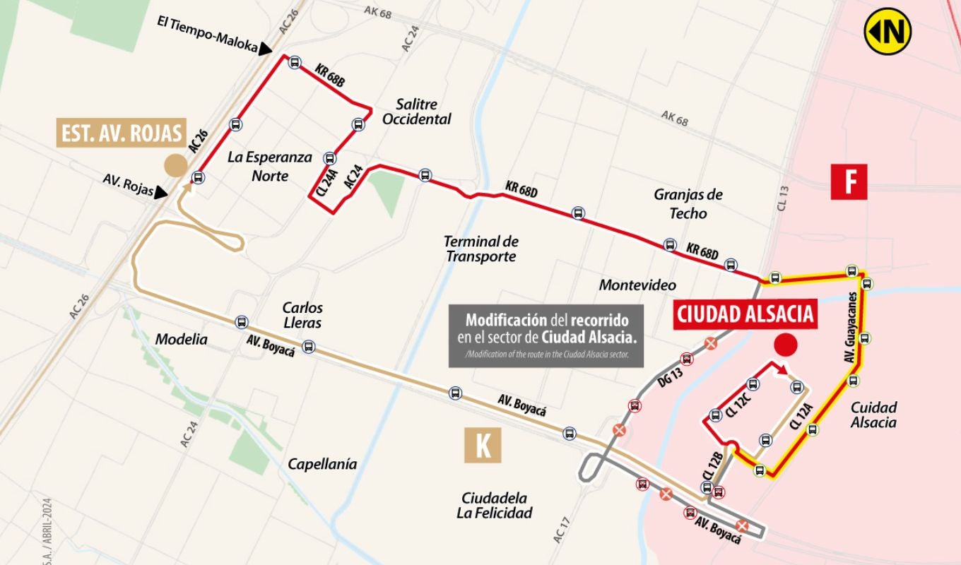 Mapa de ruta SITP K 333