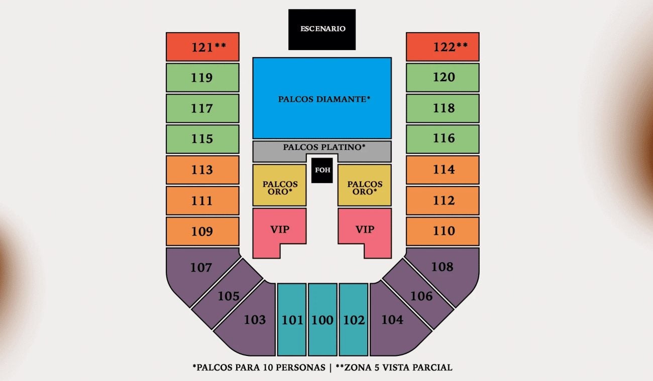 Ubicación de las sillas para el concierto de Marc Anthony