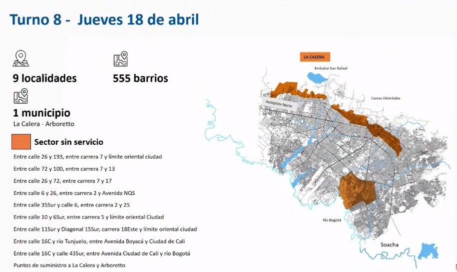 Mapa turno 8 racionamiento de agua