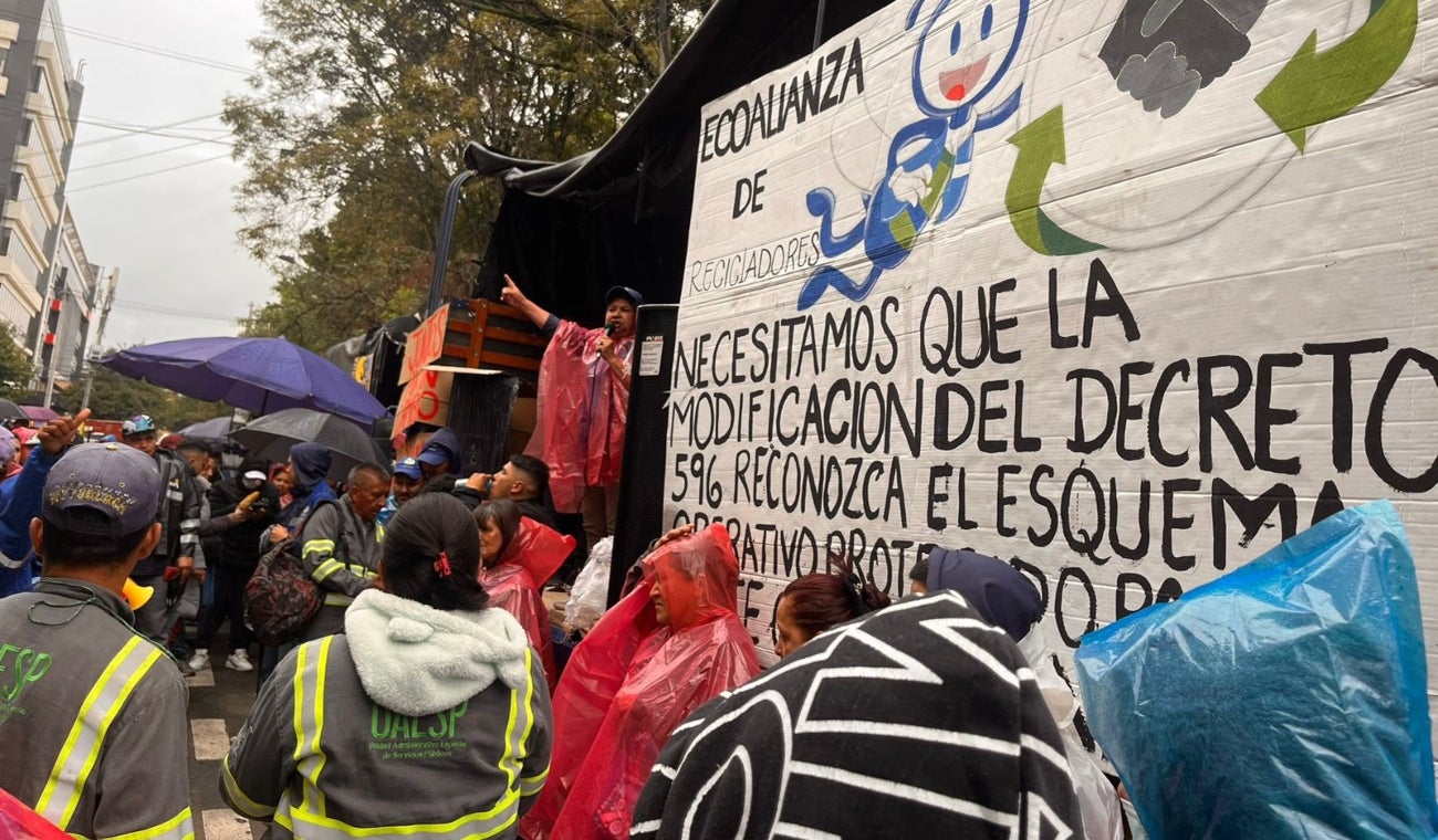 Protesta de recicladores en Bogotá