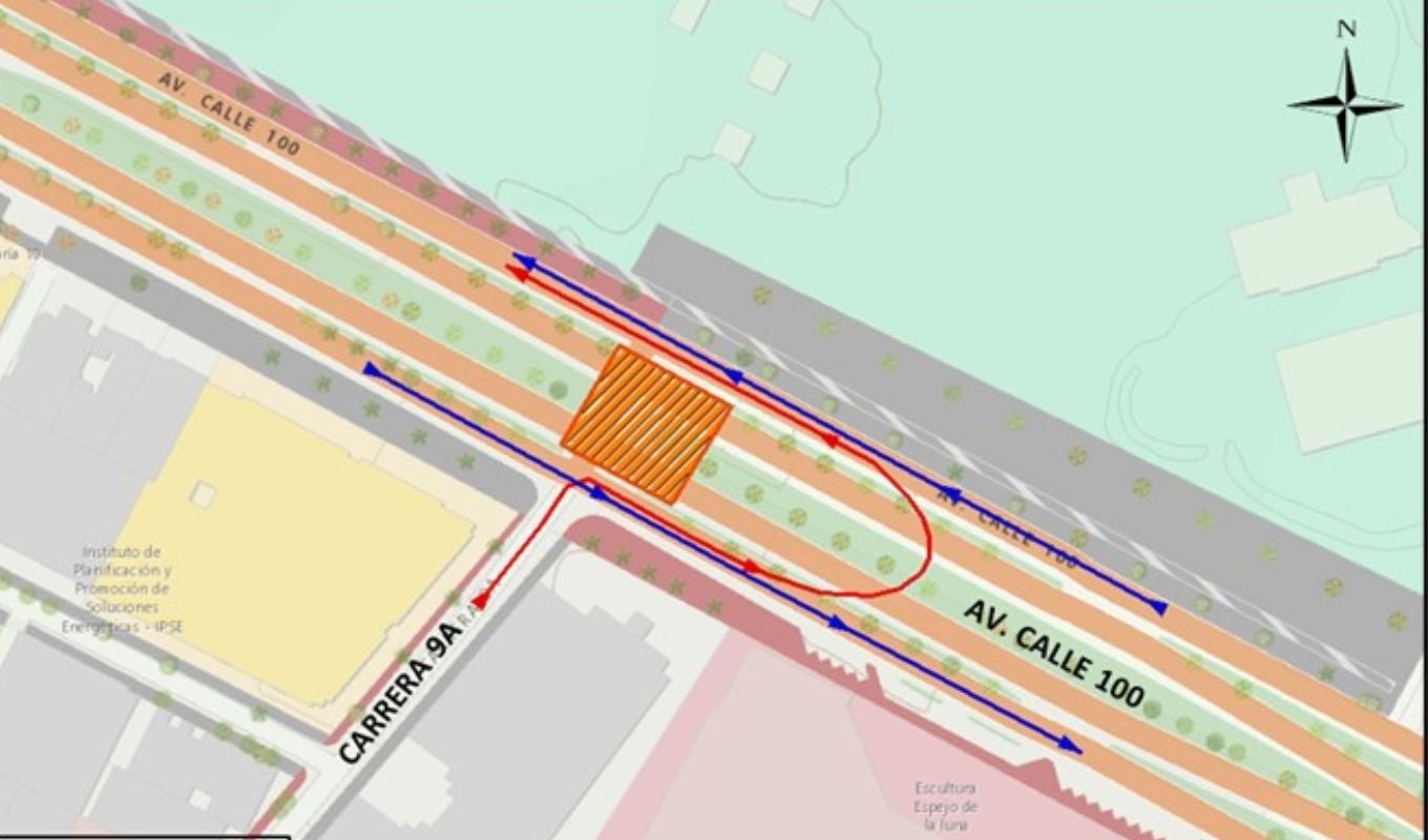 Mapa Cierre vial calle 100