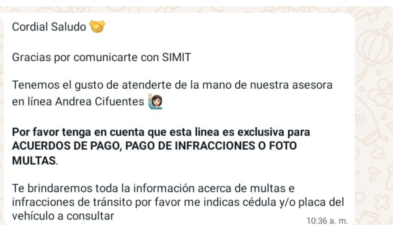 Mensaje de estafa Simit