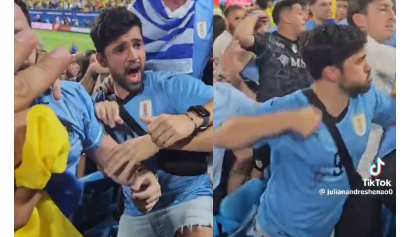 Pelea de hinchas tras partido de Copa América Uruguay - Colombia