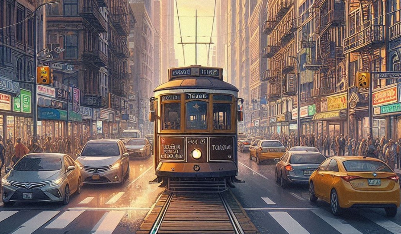 Tranvía por la carrera Séptima - IA