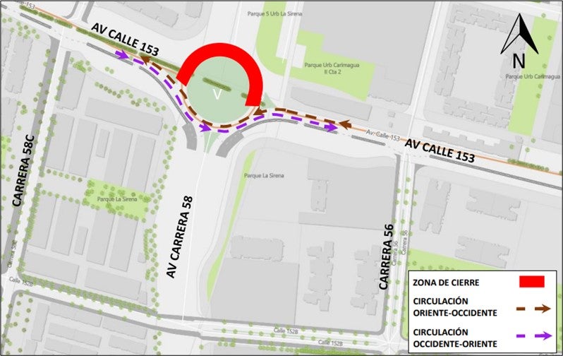 Glorieta de la Av. calle 153 por carrera 58