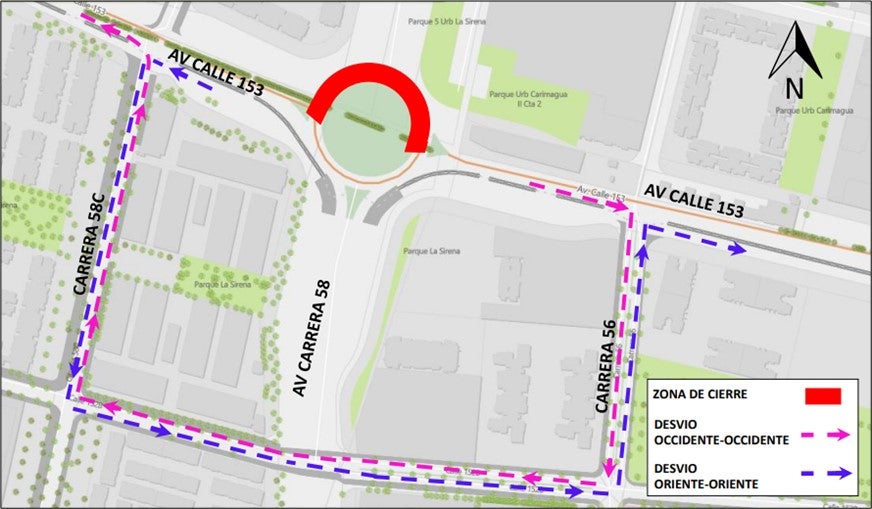 Glorieta de la Av. calle 153 por carrera 58