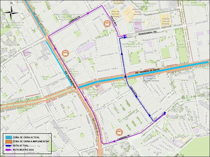 Mapa 3. Cambios de recorrido en la ruta 8-2 Kennedy Hospital