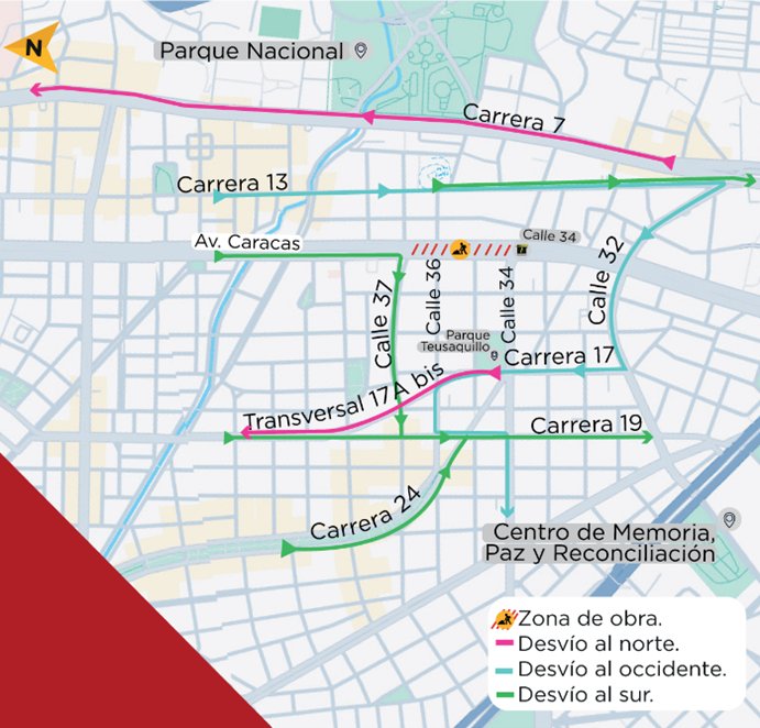 Desvíos por las obras en la av. Caracas entre calles 34 y 37