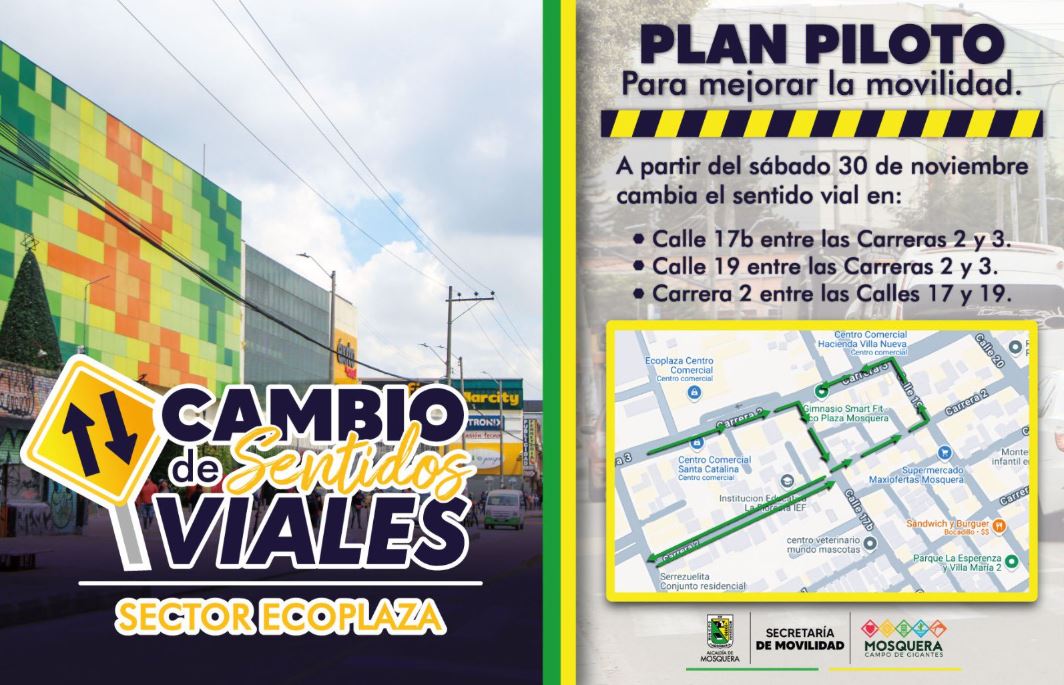 Cambio de sentido vial Mosquera