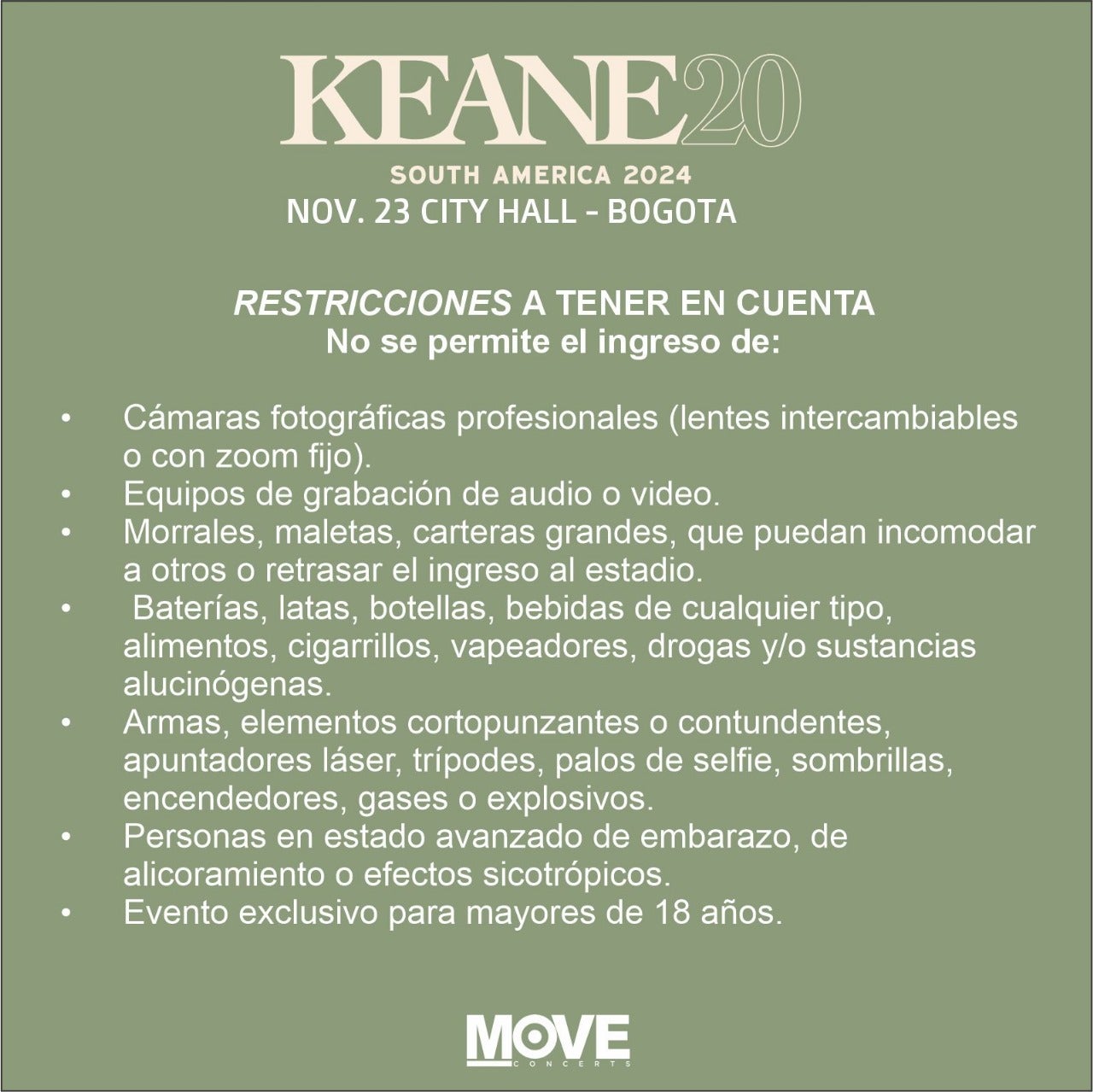 Restricciones a tener en cuenta.