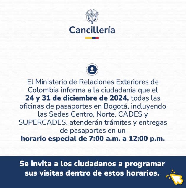 Horarios especiales para sacar el pasaporte en festividades.