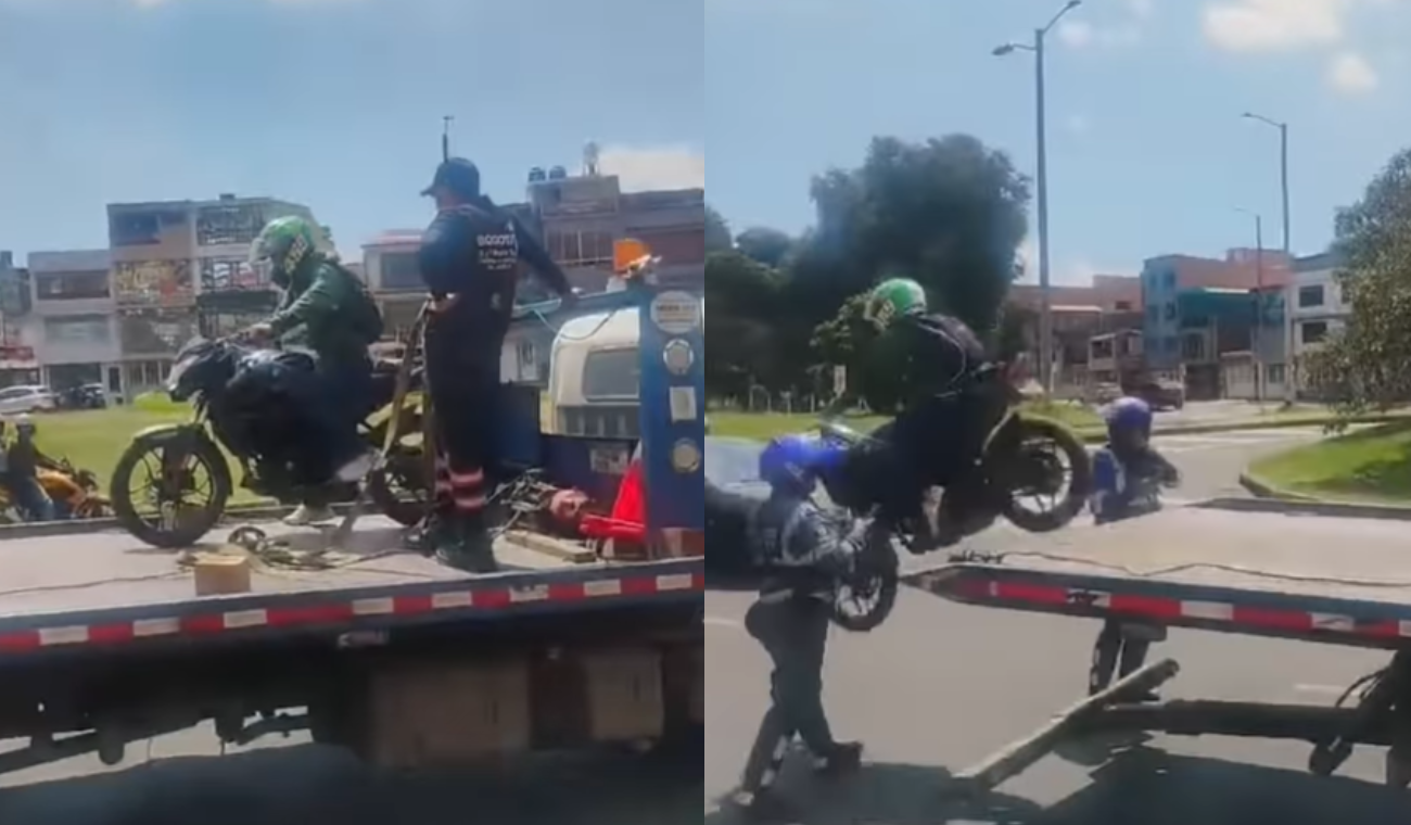 [VIDEO] Motociclista saltó desde una grúa para que moto no fuera a patios