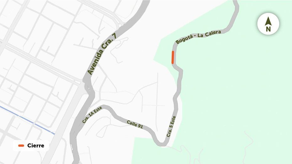 Cierre en la vía La Calera