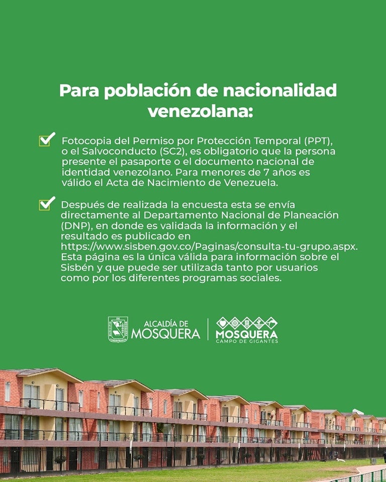 Sisbén al barrio en Mosquera