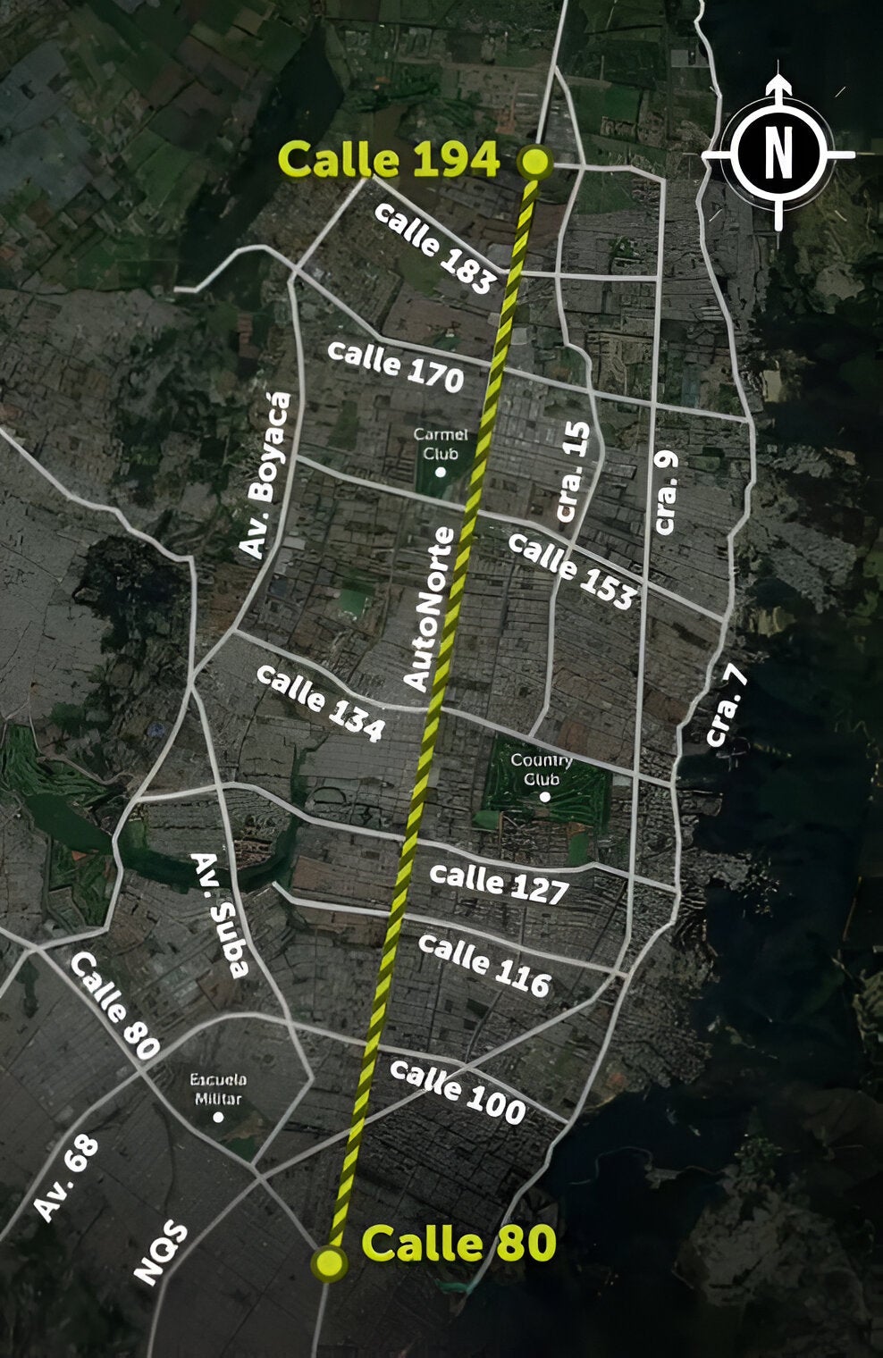 Intervenciones en la Autopista Norte desde la Calle 80 hasta la 194