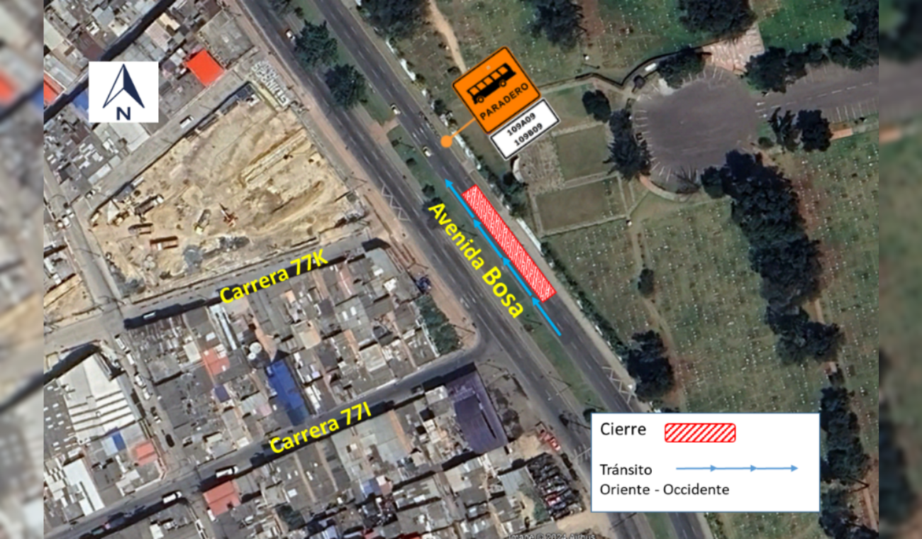 Cierres en la avenida Bosa con carreras 77I y 77K
